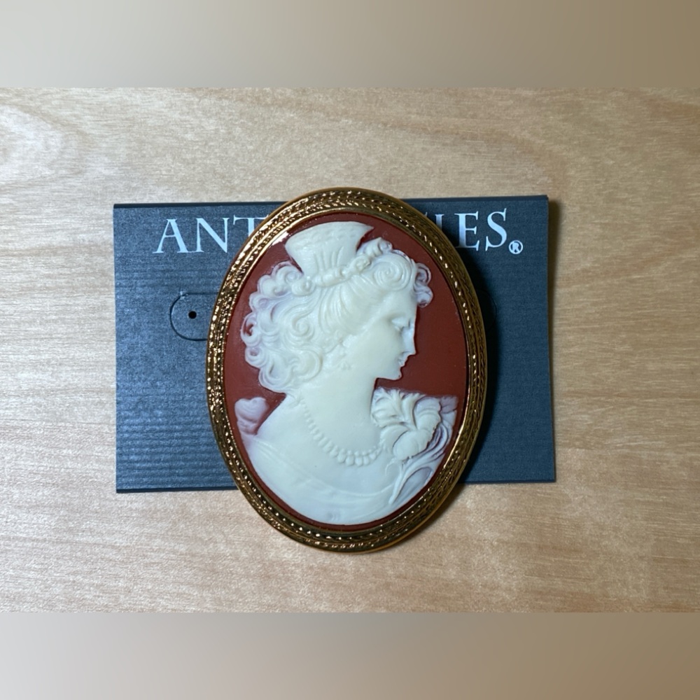 Antiquities Couture Lady Of Light Carnelian Cameo Pin